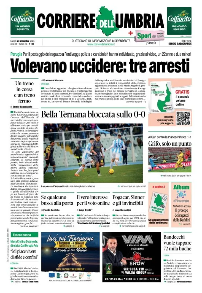 Prima-pagina-corriere umbria-del-2024-12-23
